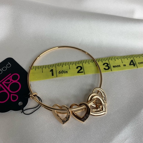 Paparazzi Bracelet /A Charmed Society / Gold Heart Charms - Picture 3 of 5